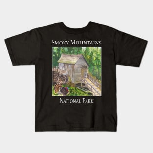 Old grist mill in Cades Cove, the Smoky Mountains National Park Kids T-Shirt